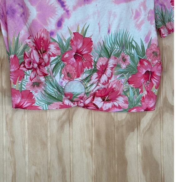 Maje Tie Dye Floral Ring Hardware Cotton Crop Top Size 1 NWT Summer Chic - Picture 4 of 7